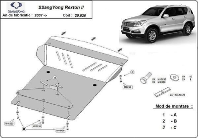 Метална кора под двигател SSANGYONG REXTON (GAB_) от 2001 до 2006