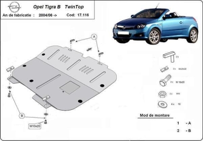 Метална кора под двигател и скоростна кутия OPEL TIGRA B / TwinTop от 2004