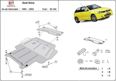 Метална кора под двигател и скоростна кутия SEAT IBIZA / CORDOBA от 1993 до 1999