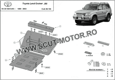 Метална кора под двигател, радиатор и предна броня за TOYOTA LAND CRUISER (J90) от 1995 до 2002