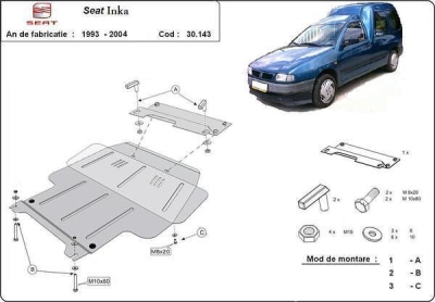 Метална кора под двигател и скоростна кутия SEAT INCA от 1995 до 2003