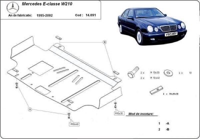Метална кора под двигател MERCEDES E (S210), комби от 1995 до 1999