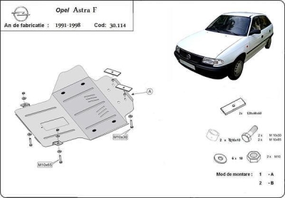 Метална кора под двигател и скоростна кутия OPEL ASTRA F от 1991 до 1994
