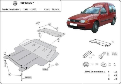 Метална кора под двигател и скоростна кутия VOLKSWAGEN CADDY II от 1995 до 2004