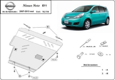Метална кора под двигател и скоростна кутия NISSAN NOTE от 2006 до 2013