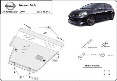 Метална кора под двигател и скоростна кутия NISSAN TIIDA от 2004 до 2012 (C11)