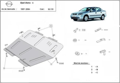 Метална кора под двигател и скоростна кутия OPEL ASTRA G от 1998 до 2004