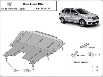Метална кора под двигател, скоростна кутия за DACIA LOGAN II MCV комби от 2013 до 2020