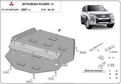 Метална кора под скоростната кутия и диференциал MITSUBISHI PAJERO от 2006