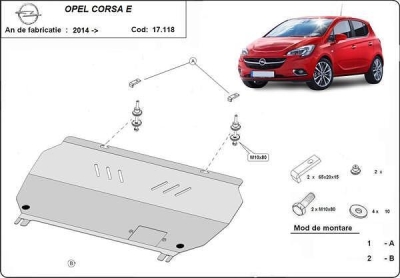 Метална кора под двигател и скоростна кутия OPEL CORSA E от 2014