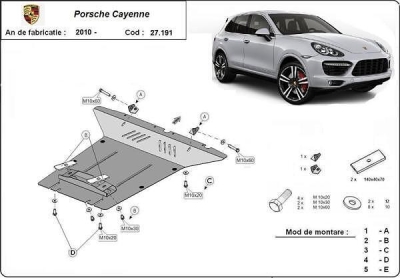 Метална кора под двигател PORSCHE CAYENNE (958) от 2010