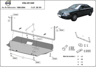 Метална кора под двигател и скоростна кутия VOLVO S40/V40 от 1996 до 2003