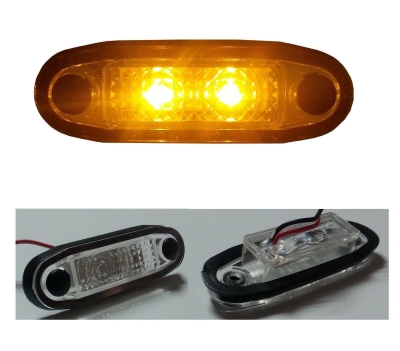LED Светодиоден Габарит, Маркер, Токос, С Гума, Жълт Оранжев Цвят, Овален, Е-Mark, 24V, 7,5 см
