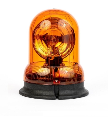 Въртяща Сигнална Аварийна Оранжева Лампа Маяк с Крушка 12V - 24V, Ø 148mm