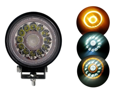 LED Лампа Халоген Фар, Бяла и Жълта Светлина, 40W, 4000lm, 12V - 24V, За Камион, Трактор, Земеделски, Селскостопански Машини