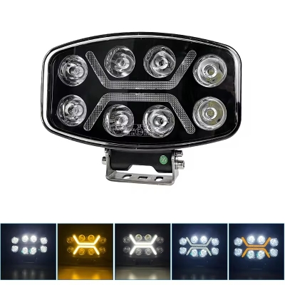 LED мощен диоден фар халоген лампа 12V-24V 90W бяло-жълто за АТВ джип камион трактор земеделски и селскостопански машини и др.