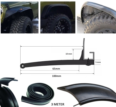 Гумен уширител протектор за калници за offroad офроуд джип SUV микробус автомобил 6.5cm x 3m черен