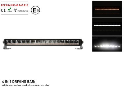 55 см Висококачествен 4 в 1 Led Bar Лед Бар Диоден Прожектор DRL с бяла габаритна светлина и оранжева аварийна блиц 80W 3800LM