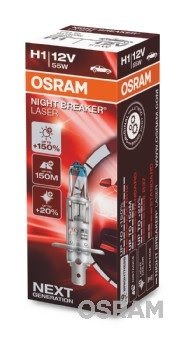 Халогенна крушка Osram H1, Х1, Night Breaker Laser Next Gen +150%, 55W, 12V, P14.5S