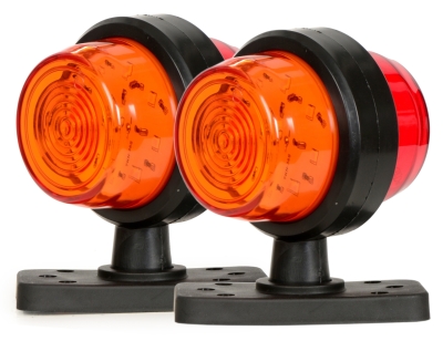 Комплект 2 бр. LED габарити маркери тип рогче 12V-24V, оранжево-червено - за ремаркета, платформи, камиони и др.