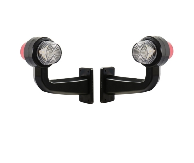 Комплект 2 бр. LED маркери рогчета 12V-24V, бяло-червено - за ремаркета, платформи, камиони и др.