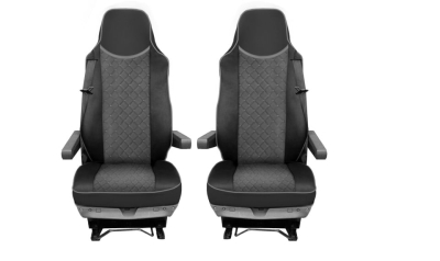 Комплект 1+1 тапицерия от еко кожа за MAN TGX 2015-2020 - сиво-черно