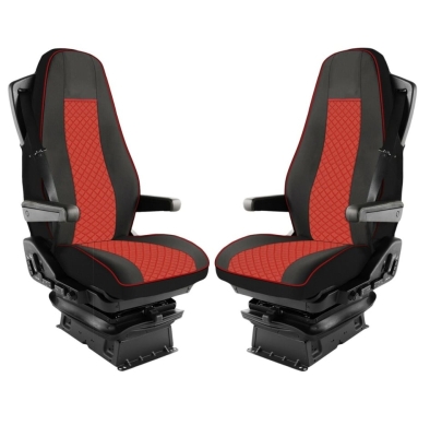 Комплект 1+1 тапицерия от еко кожа за VOLVO FH EURO 6 2016-2020 - червено-черно