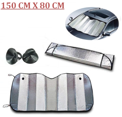 Слънцезащитен сенник за предно стъкло на автомобил, джип, бус, SUV, камион - двустранен 150см х 80см с алуминиево фолио и термоизолационен слой с балончета