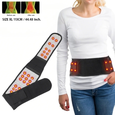 Лумбален колан с турмалин и магнити, регулируем, унисекс - размер XL, 113 cm, черен цвят