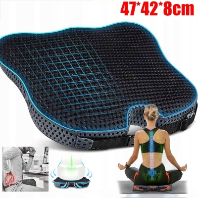 Ергономична седалка с мемори пяна и 3D дишаща мрежа – противохлъзгаща, с колан, за кола, офис и дом