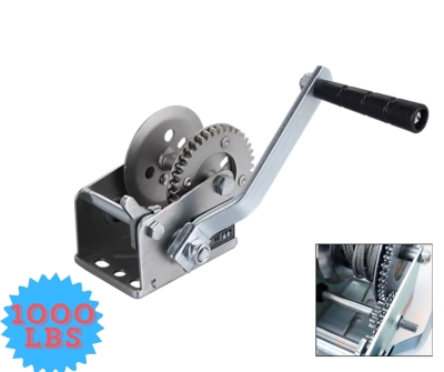 Ръчна лебедка със стоманено въже и автоматична спирачка - 450 кг, 8 метра