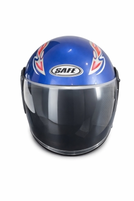 Каска с визьор за мотор, скутер, ATV - размер M/L, Син металик