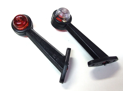 2 броя Странични Рогчета Маркери Габарити Светлини С Крушка За Камион Тир Ремарке Платформа  бяло-червено