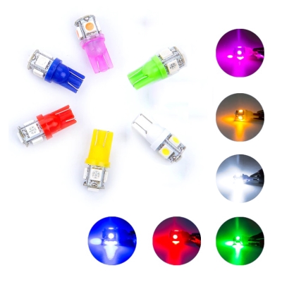 LED Диодни крушки за габарит, Т10 W5W, 5 SMD, 12V, 6 Цвята Светлина