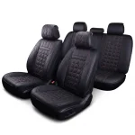 Луксозни кожени калъфи за седалки / Тапицерия цвят Черен/Червен FULLCOVER Клас А+