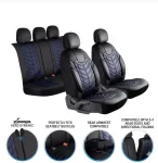 3D Тапицерия за седалки кожена Streetech Classy - черна със сини елементи