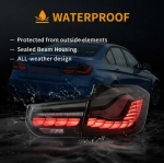 Диодни стопове за BMW F30 sedan (2012-2019) GTS look с бягащ мигач - опушени