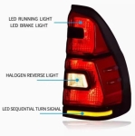 Диодни стопове за TOYOTA LAND CRUISER J120 (2003-2009) - full Led J150 look - червени с бягащ опушен мигач
