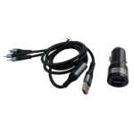 Автомобилно зарядно с 2 USB порта и 3 накрайника