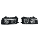 Тунинг фарове за BMW E36 (1991-1999) sedan / coupe - черни с Led angel eyes