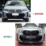 Добавка предна броня за BMW X6 G06 (2020-2022) M-Sport design - черен гланц