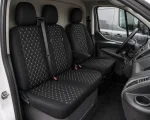 Комплект 2+1 Тапицерия за FORD TRANSIT CUSTOM 2009+ – Еко кожа, Черна с бял шев, 8 части