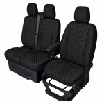 Комплект 2+1 Тапицерия за FORD TRANSIT CUSTOM 2009+ – Еко кожа, Черна с черен шев, 8 части