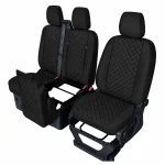 Комплект 2+1 Тапицерия за FORD TRANSIT CUSTOM 2009+ – Еко кожа, Черна с черен шев, 8 части