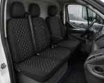 Комплект 2+1 Тапицерия за FORD TRANSIT CUSTOM 2009+ – Текстил, Черна с бял шев, 8 части