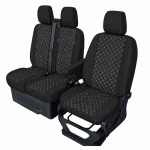 Комплект 2+1 Тапицерия за FORD TRANSIT CUSTOM 2009+ – Текстил, Черна с бял шев, 8 части