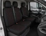 Комплект 2+1 Тапицерия за FORD TRANSIT CUSTOM 2009+ – Текстил, Черна с червен шев, 8 части