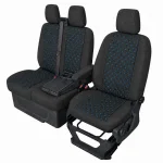 Комплект 2+1 Тапицерия за FORD TRANSIT CUSTOM 2009+ – Текстил, Черна със син шев, 8 части