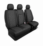 Комплект 2+1 Тапицерия за MERCEDES SPRINTER W906 2006-2018 – Еко кожа, Черна с бял шев, 8 части
