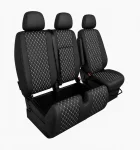 Комплект 2+1 Тапицерия за MERCEDES SPRINTER W906 2006-2018 – Еко кожа, Черна с бял шев, 8 части